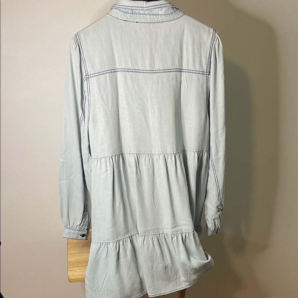 Serra Light Blue Casual Button-Down Dress - Picture 3 of 9